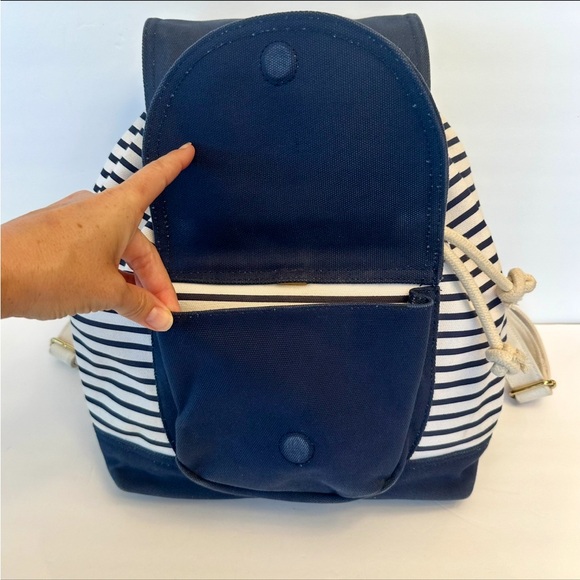 Vinyard Vines striped nautical canvas cinch and flap cover backpack bag main image 10